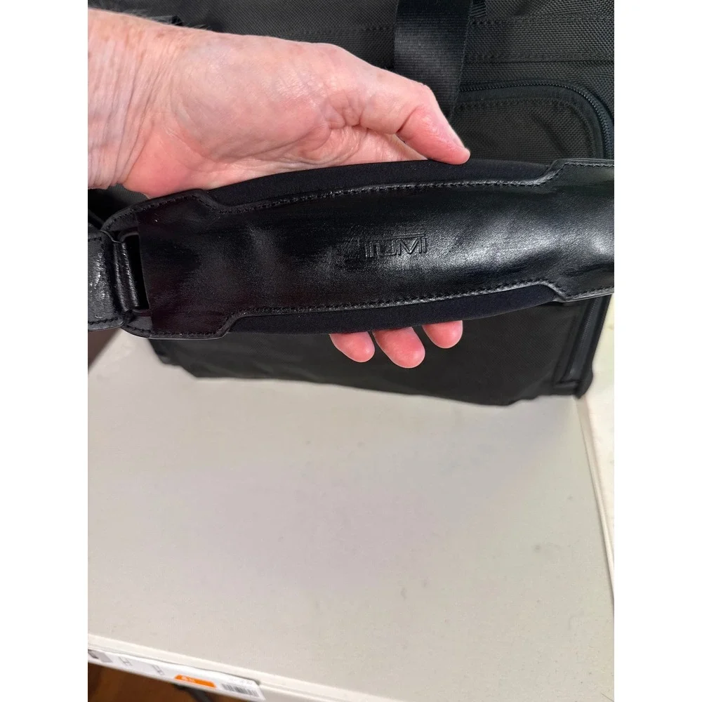 Tumi Alpha Ballistic Nylon Wheeled Compact Briefcase Rolling Travel Bag Black